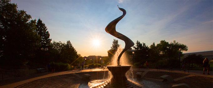 Mall Fountain At Sunset