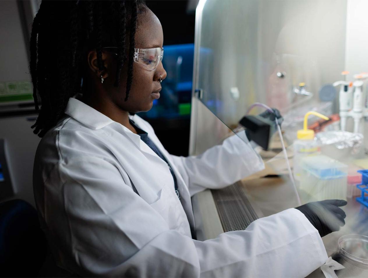 Diverse female student in medical research lab